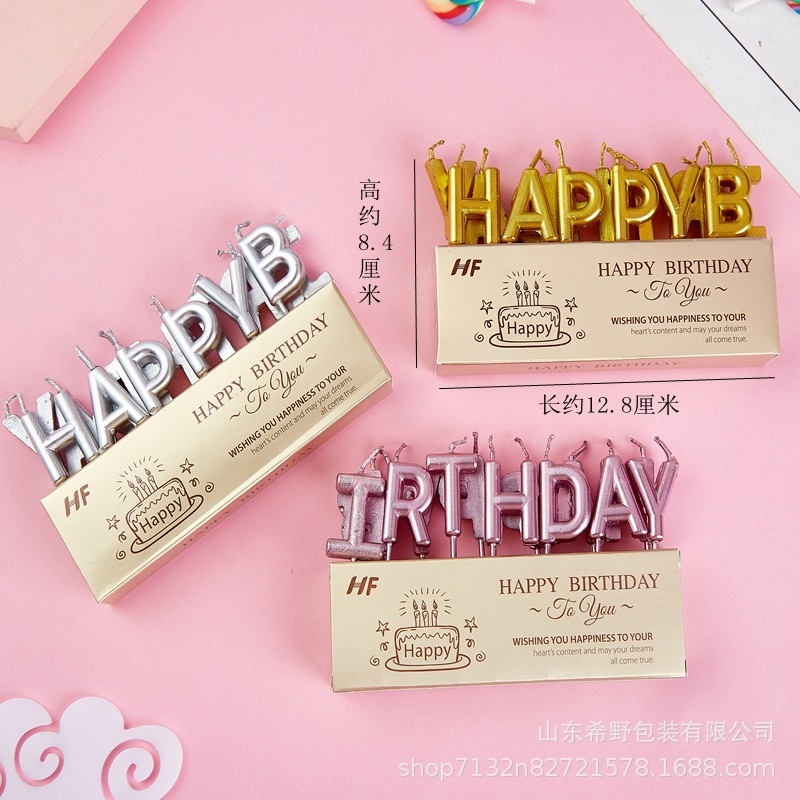 Nến Chữ Happy Birthday Trang Trí Bánh Kem