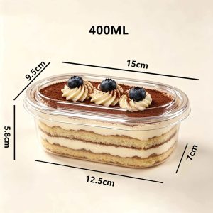 Hộp Nhựa Bầu Dục Oval Đựng Bánh Mousse, Tiramisu | Lốc 50 Chiếc