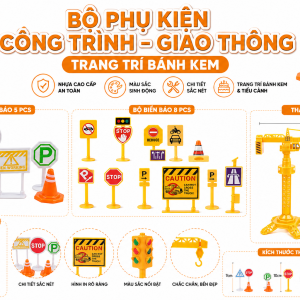 Bộ Biển Báo Giao Thông Mini Trang Trí Bánh Kem