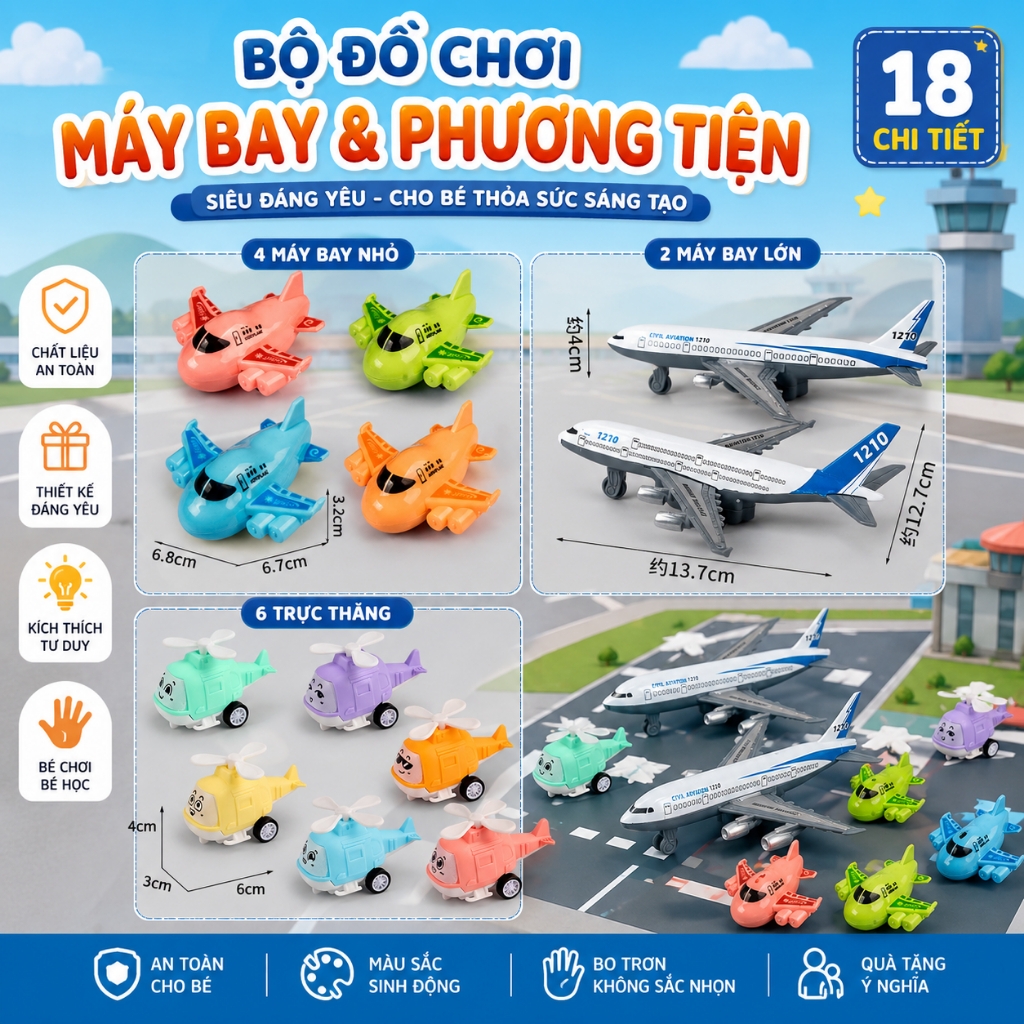 Mô Hình Máy Bay Mini Trang Trí Bánh Kem